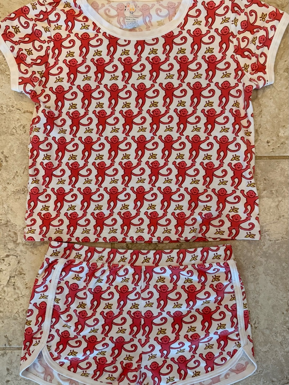 Roller Rabbit Red Monkey Print Kids Pajama Set